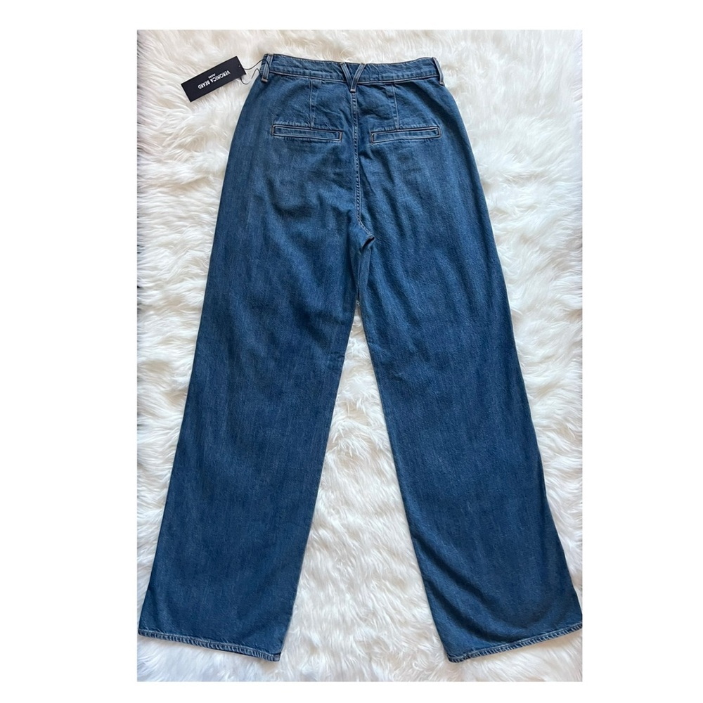 New! VERONICA BEARD Mia Pleated High Waist Wide Leg Jeans - Picture 8 of 11